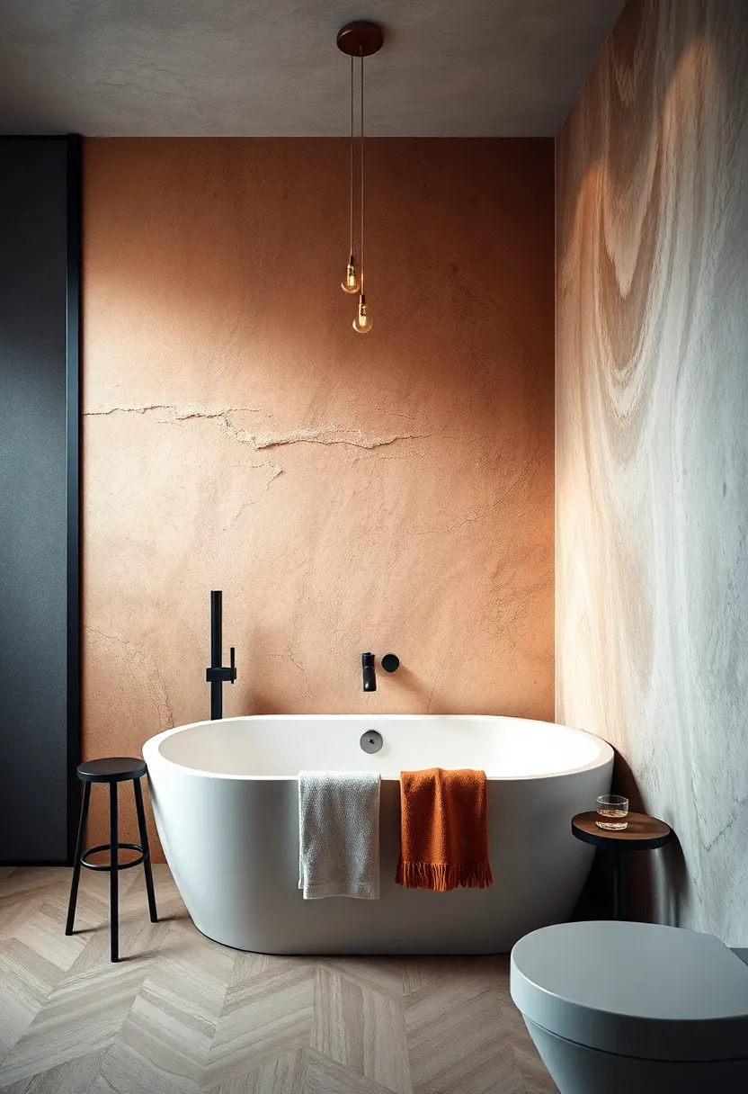 Artistic Wall Murals creating a Serene ‌Ambiance Around a Small Bathtub Corner