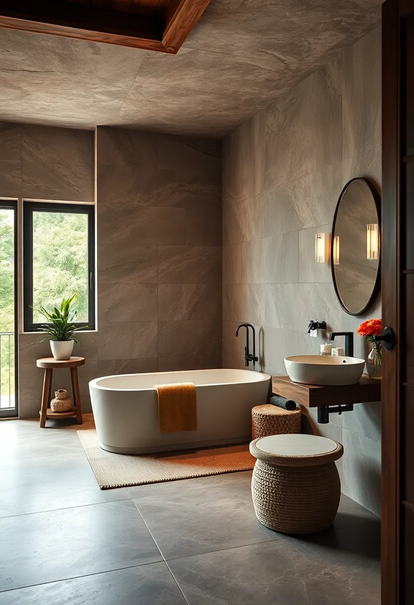 Rustic Elements Blending Seamlessly with Contemporary Small Bathrooms Containing a Tub