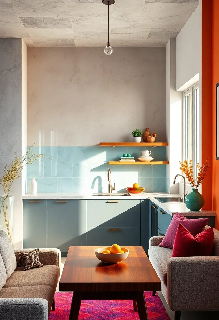 Reflective Glass Panels Doubling Natural Light and Expanding Visual Space in Tiny Kitchens