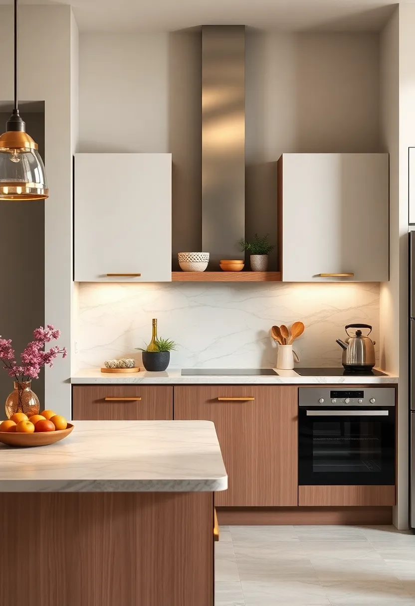 Subtle Metallic Accents Creating a Sleek and Polished Look on Small Kitchen Backsplashes