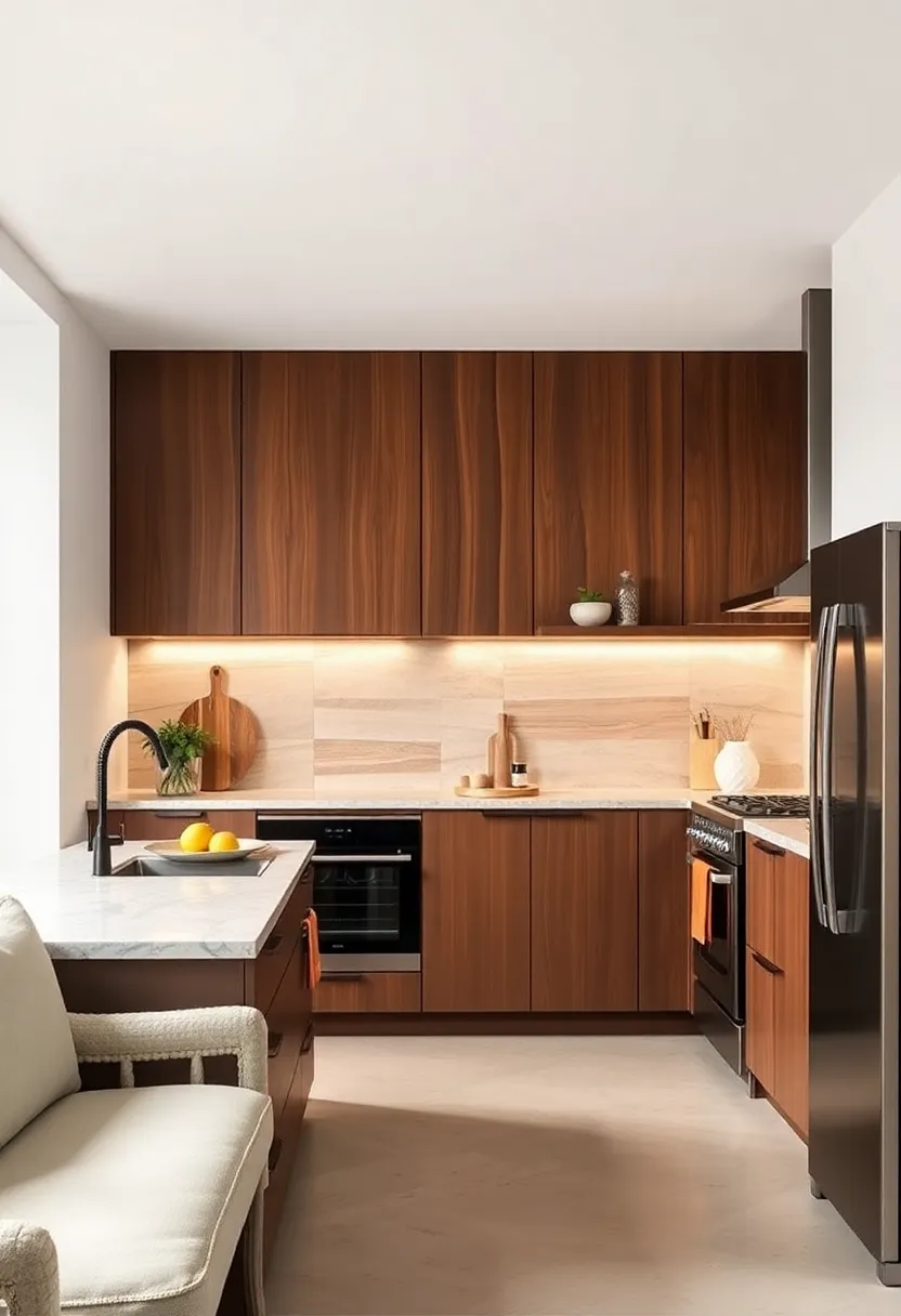 Warm Wooden Backsplashes Adding Cozy Natural Touches and Textural Interest in Small Kitchens