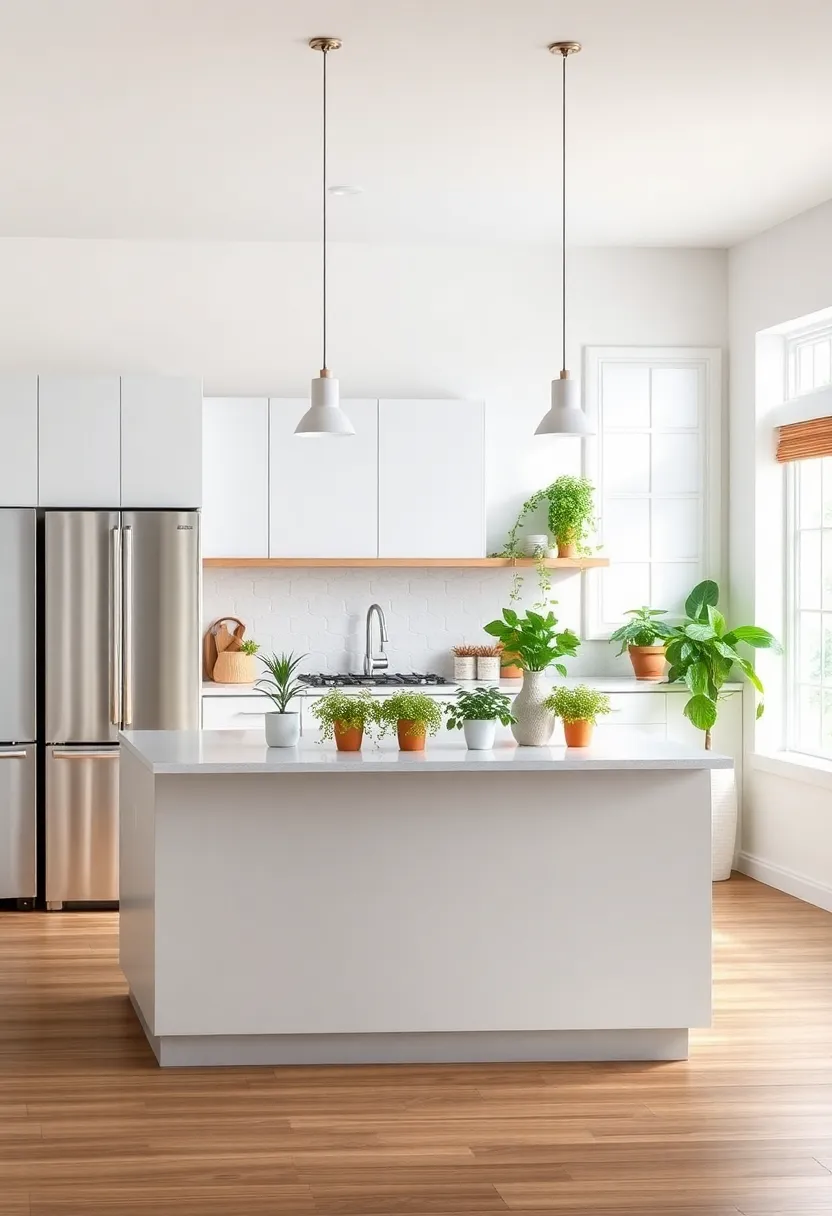 Integrate Greenery: use your island to house potted herbs or flowers, bringing a touch of nature indoors while being functional