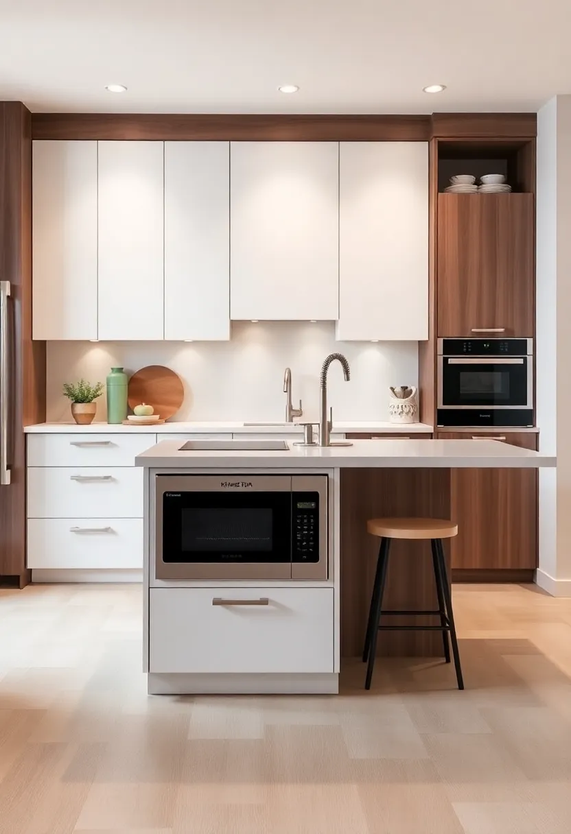 Integrated Appliances: Combine your island with built-in appliances like microwaves or wine coolers to enhance both functionality and style