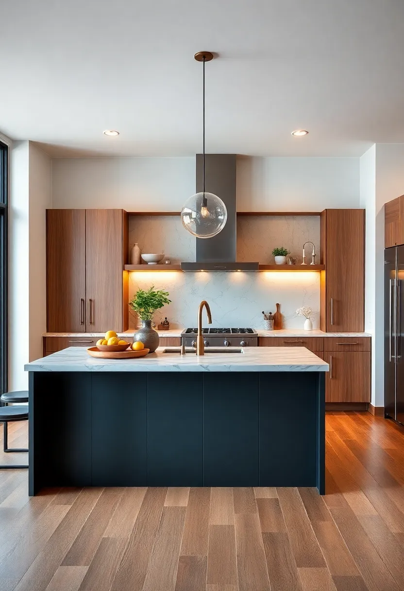 Luxurious Countertops: Use rich materials such as granite, quartz, or butcher block for your island countertop to elevate the kitchen's overall look