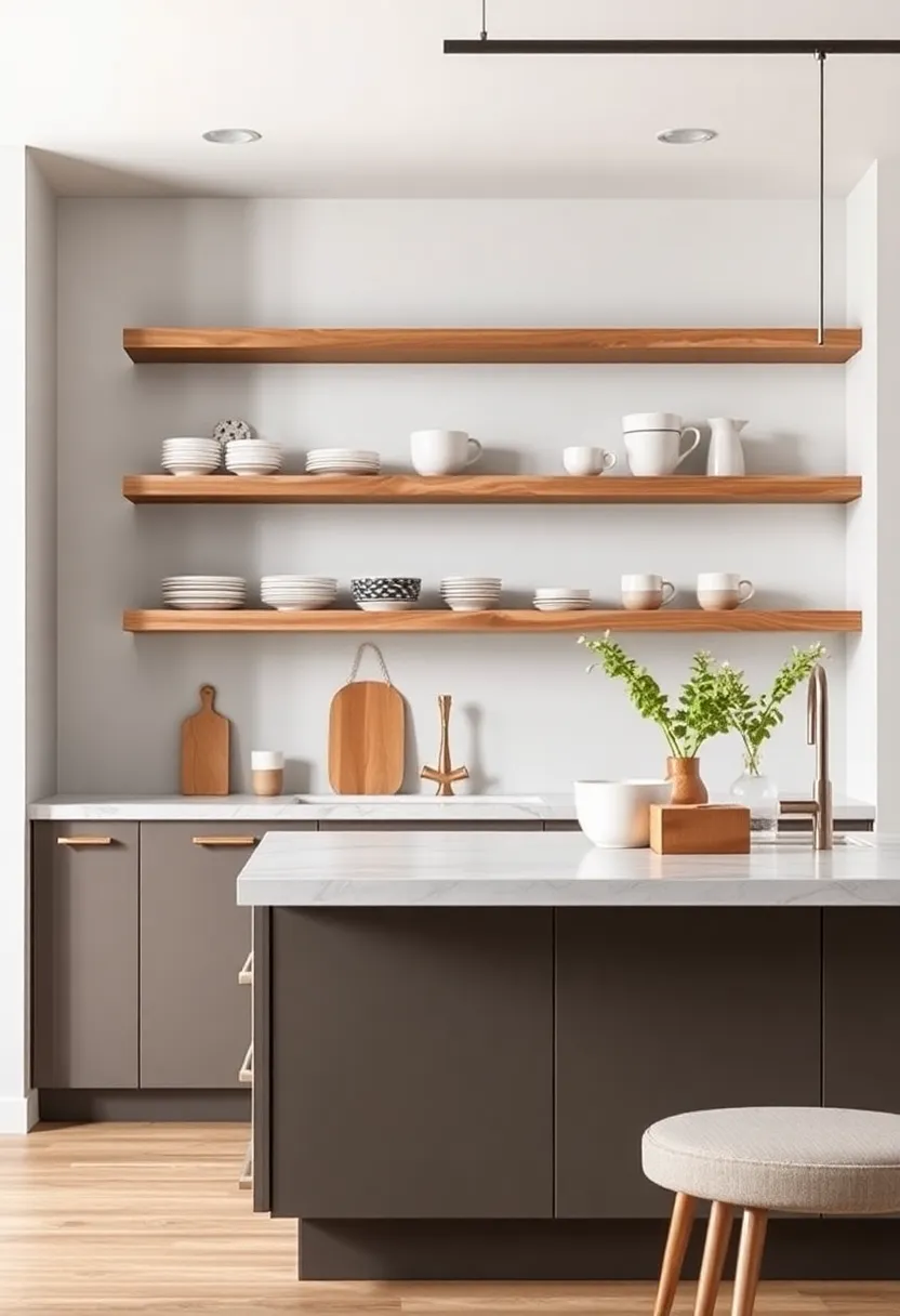 Open Shelving Delight: Incorporate open shelves into your island design for decorative display and easy access to frequently used items