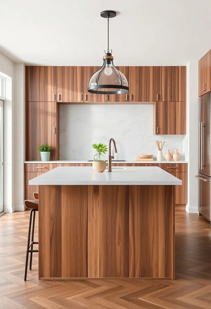 A Pop of Texture: Mix different materials in your island's design,such as wood,metal,or stone,to add visual interest