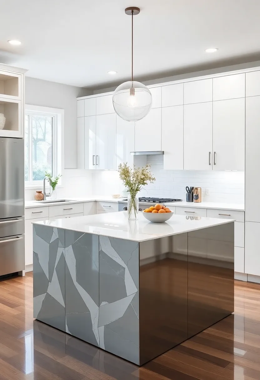 Reflective Surfaces: Incorporate mirrored or glass elements into your island design to create depth and sparkle in a small kitchen