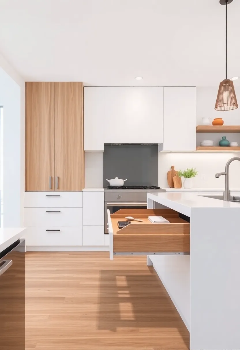 Sliding Drawers: Opt for sliding or pull-out drawers in your island for easy access and minimal clutter