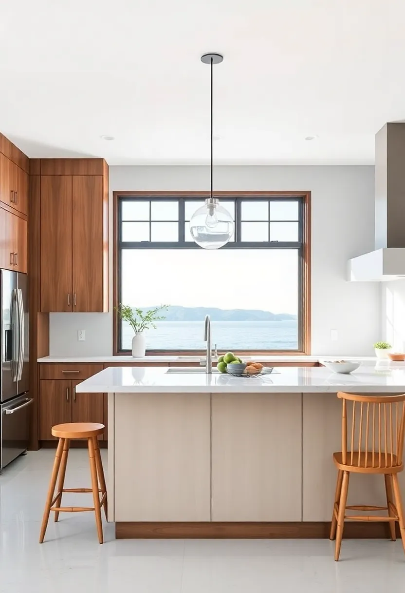 Waterfront Views: If possible,position your island to overlook windows or doors for an inspiring view during meal prep