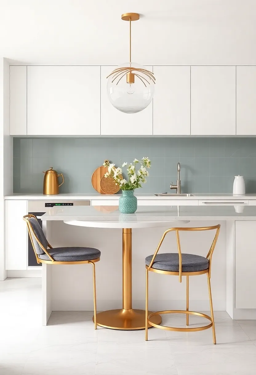 Glamorous Accents: Incorporating Gold and Brass Elements in Kitchen Seating