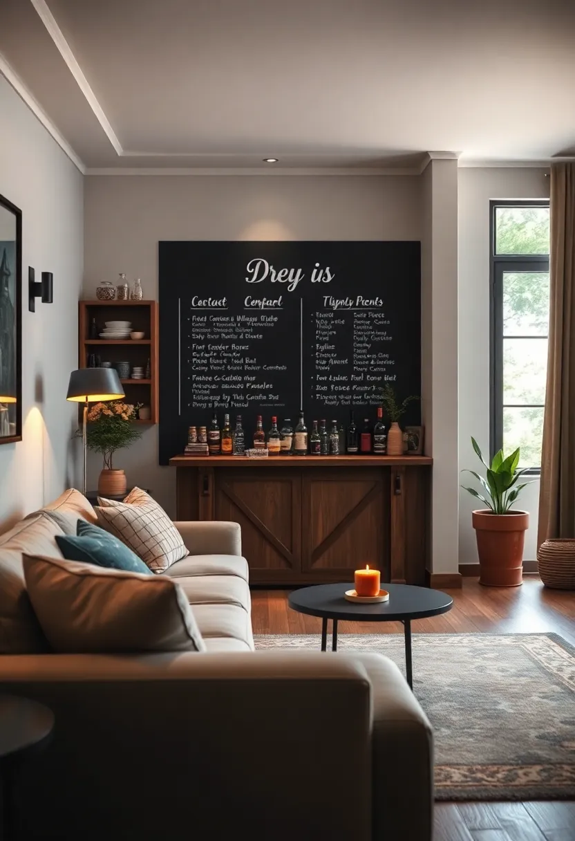 Compact Corner Bar with⁤ Chalkboard ⁢Wall ⁣for Personalized‍ Drink Menus