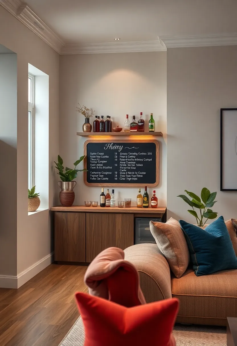 corner Wall-Mounted Bar Shelf⁤ with⁤ Chalkboard for‍ Compact yet Stylish Setup