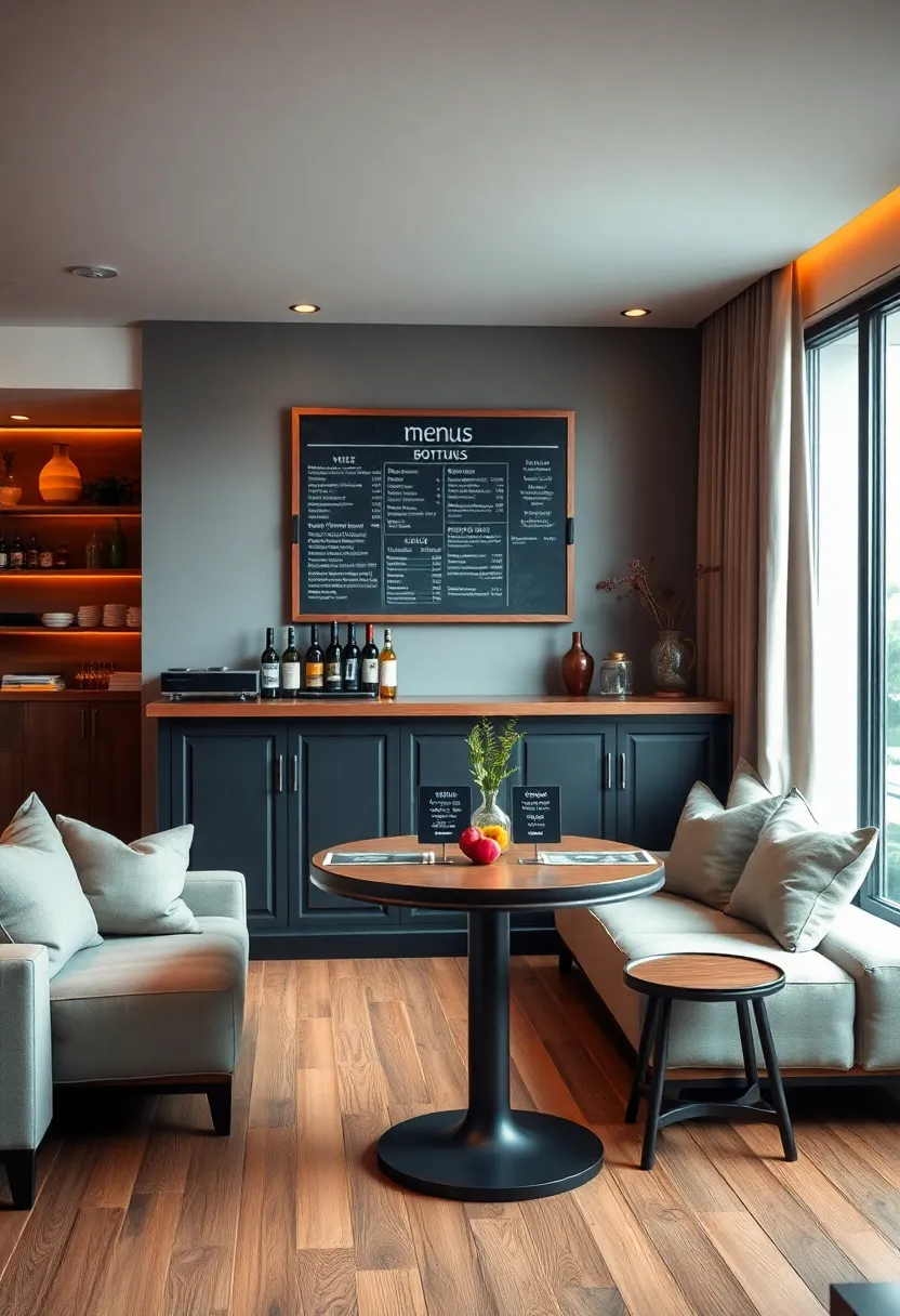Bar Area Under the Stairs ​with ⁢Chalkboard‍ Door for Hidden Menu Delight