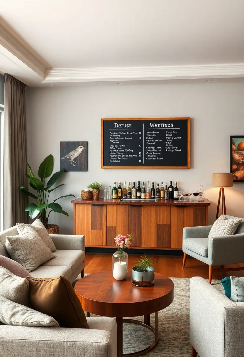 Mid-Century Modern ⁤Mixer Bar with Mounted Chalkboard for Seasonal Drink Recipes