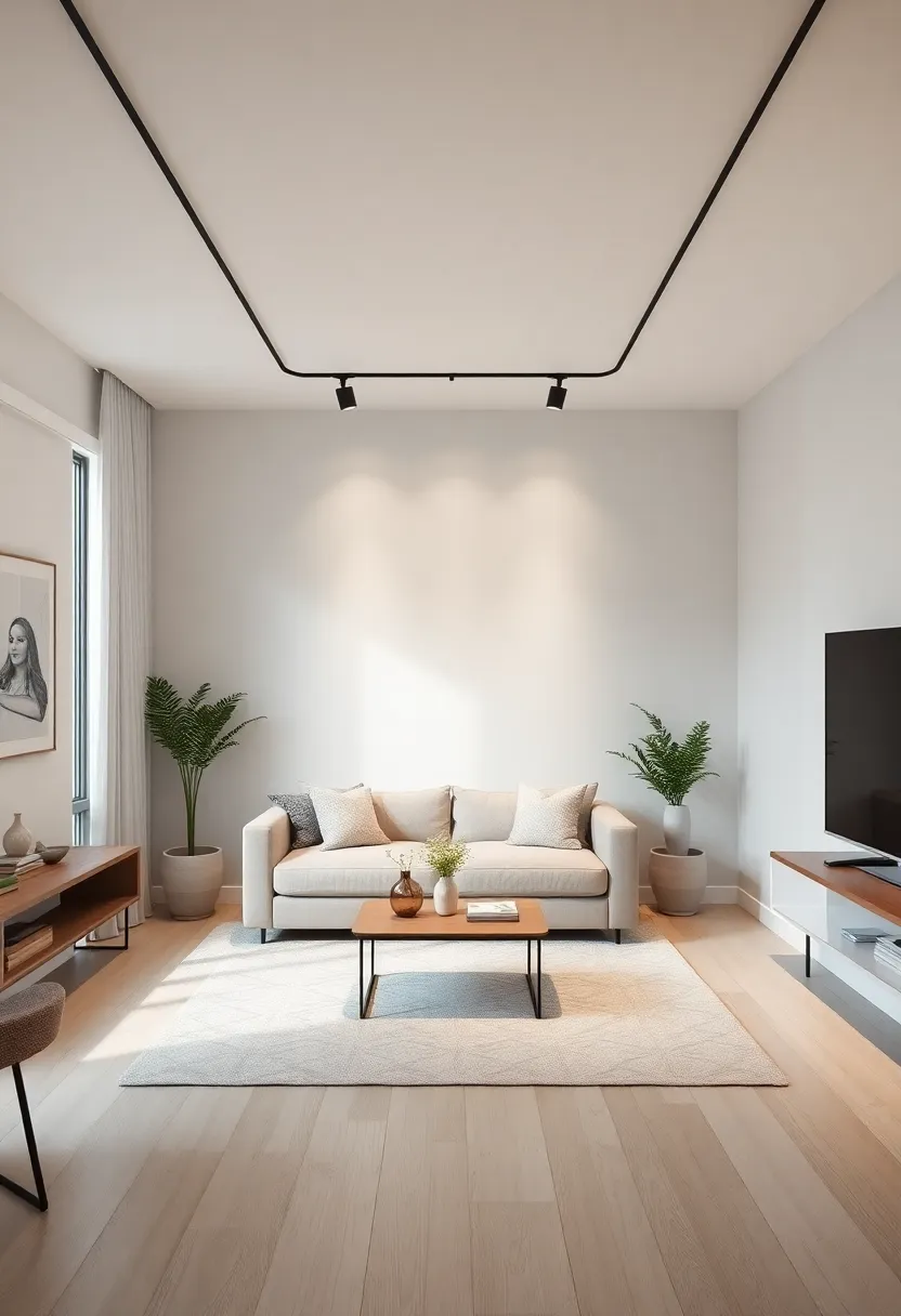 Adjustable track Lighting: Utilize track lighting to focus on specific areas or artwork, giving you flexibility while keeping the design minimal