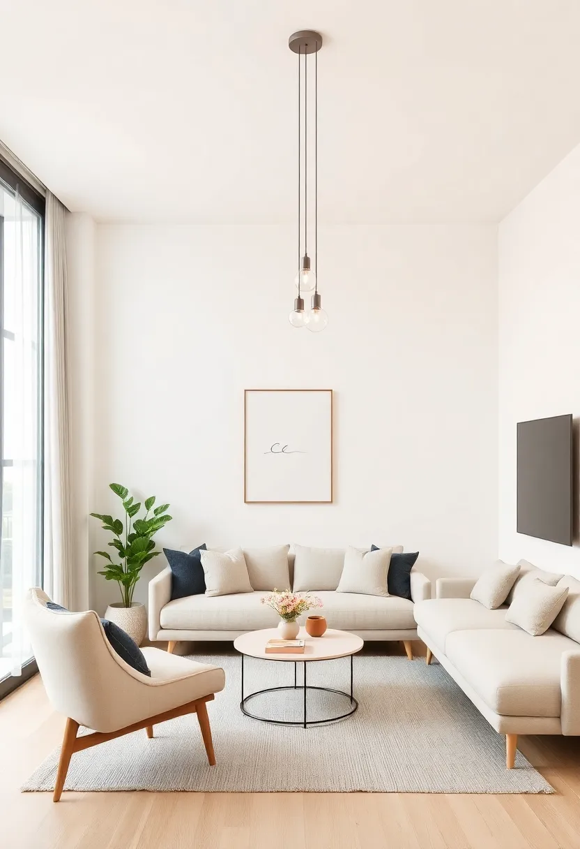 Floor Lamps with Style: Opt for slim floor lamps that provide ambient lighting and bring elegance without cluttering the room