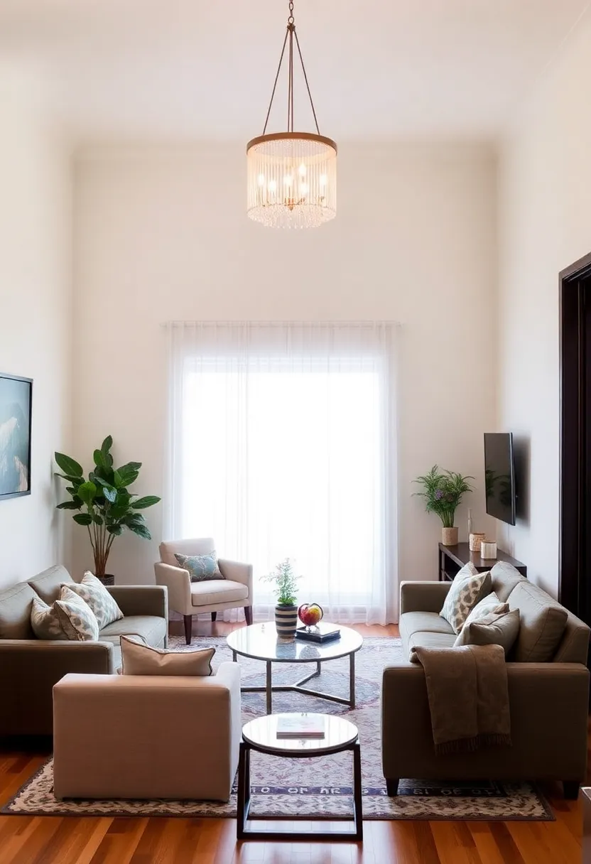 Add a Statement Light Fixture: Install a chic pendant or chandelier to draw the eye upward and add a touch of elegance to the room