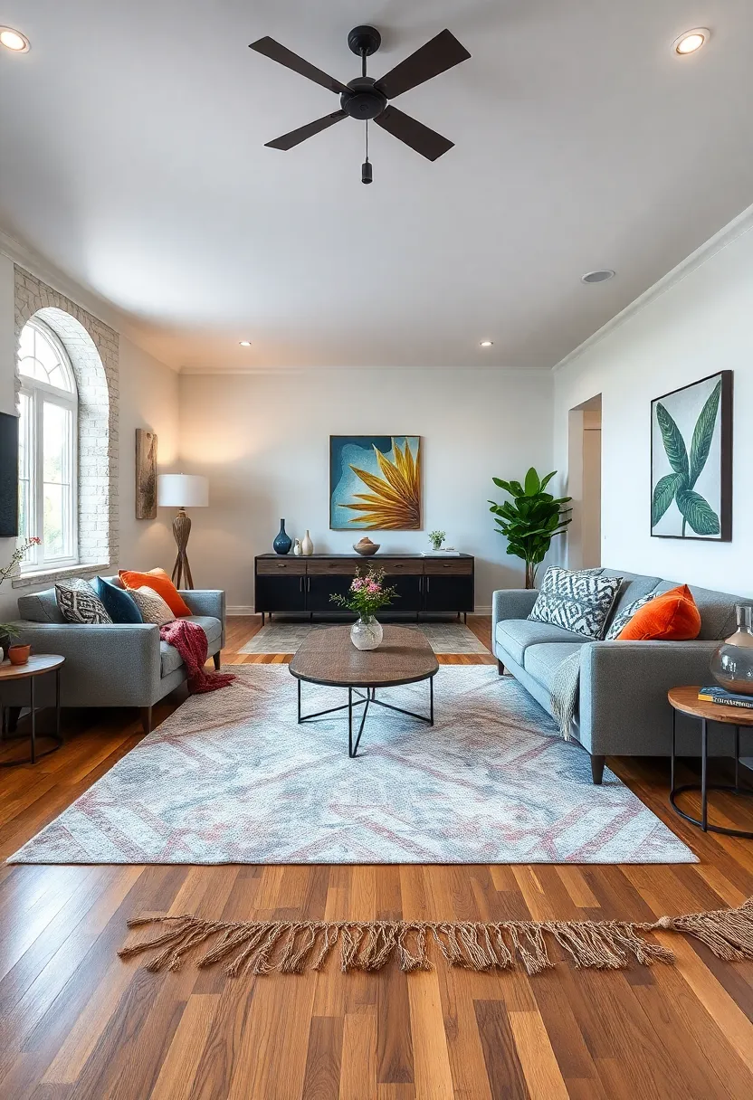 Textured Rugs and ‍Patterned Throws Bringing Warmth ⁤and Personality to Hardwood Open Concept Floors