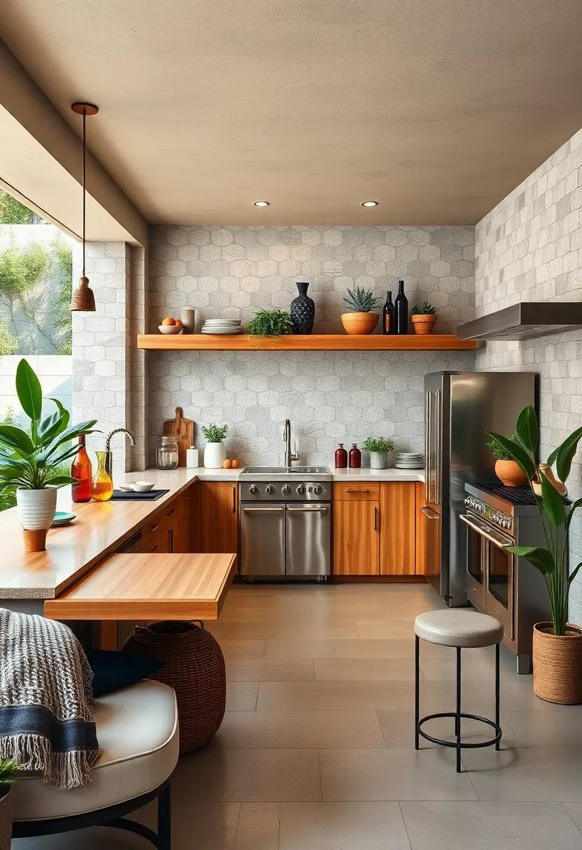Combination of Bamboo Counters with stainless Steel Appliances