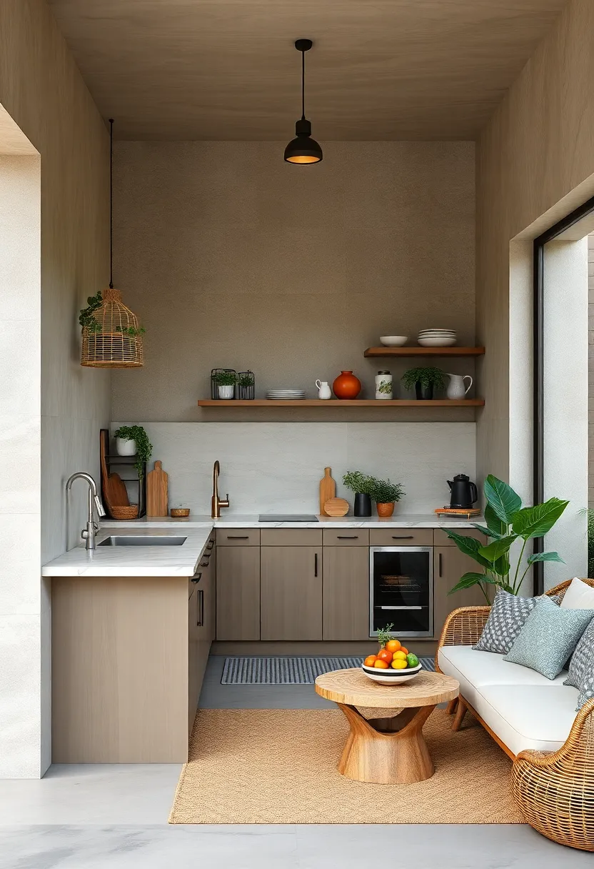 Compact Corner Kitchen with Foldable Countertops for Extra Prep Space