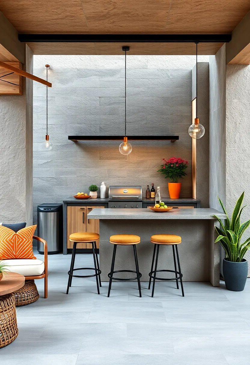 compact Bar-Style Setup with Stools and Built-In‍ Mini ⁢Grill