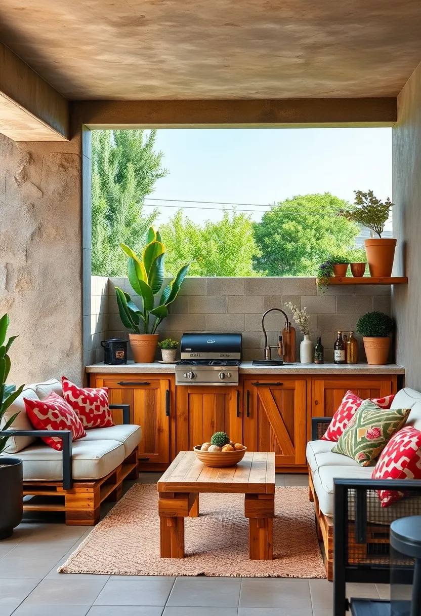 DIY Pallet Kitchen with Compact Stove and Simple​ Shelving