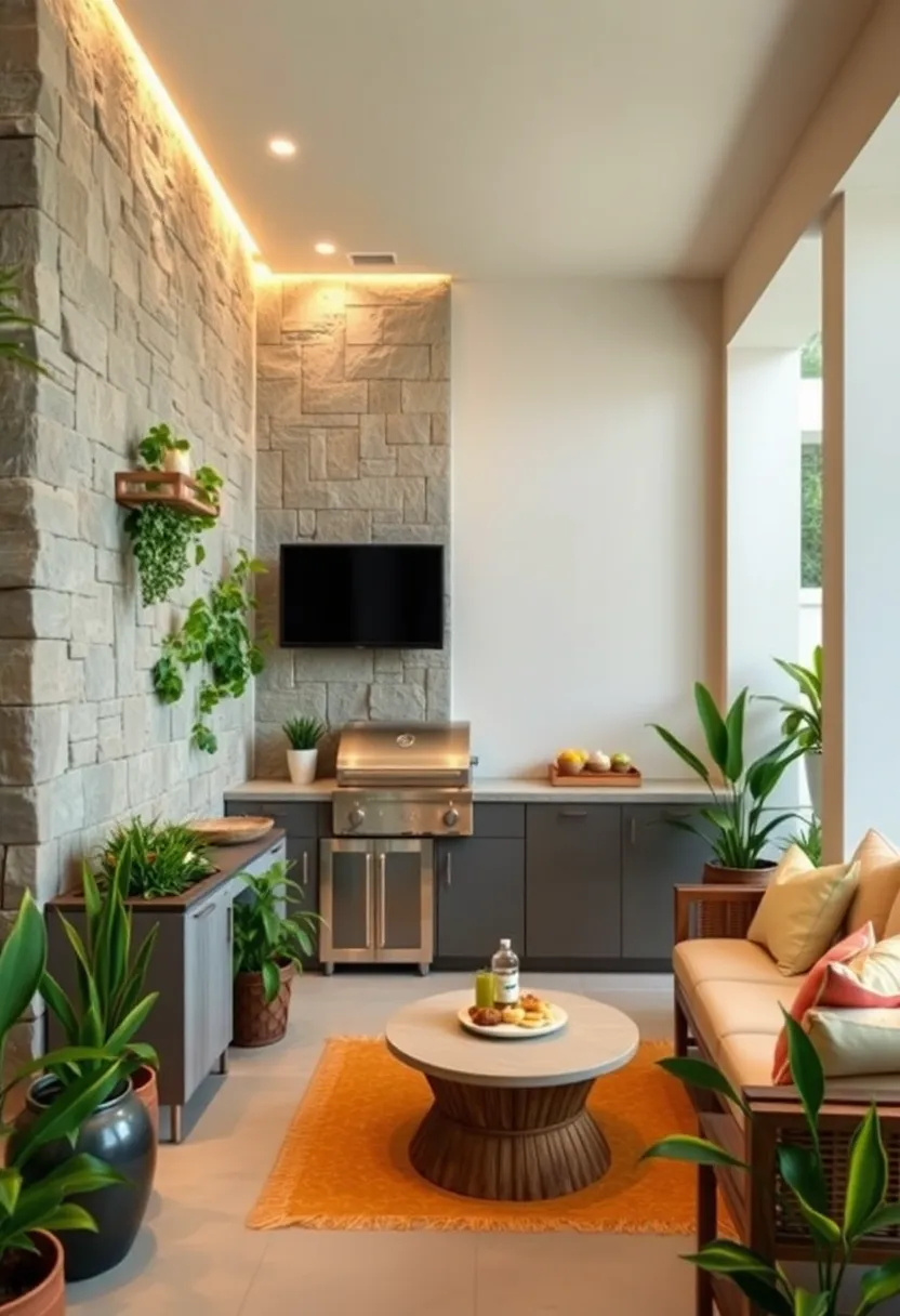 Vertical Garden Wall Integrated with ‍a‍ Mini Grill⁢ Station