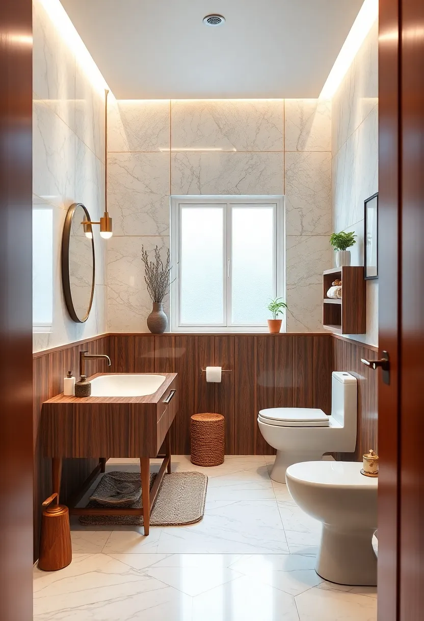 Use ​dark wood accents ⁢alongside glossy, white surfaces to create depth and contrast