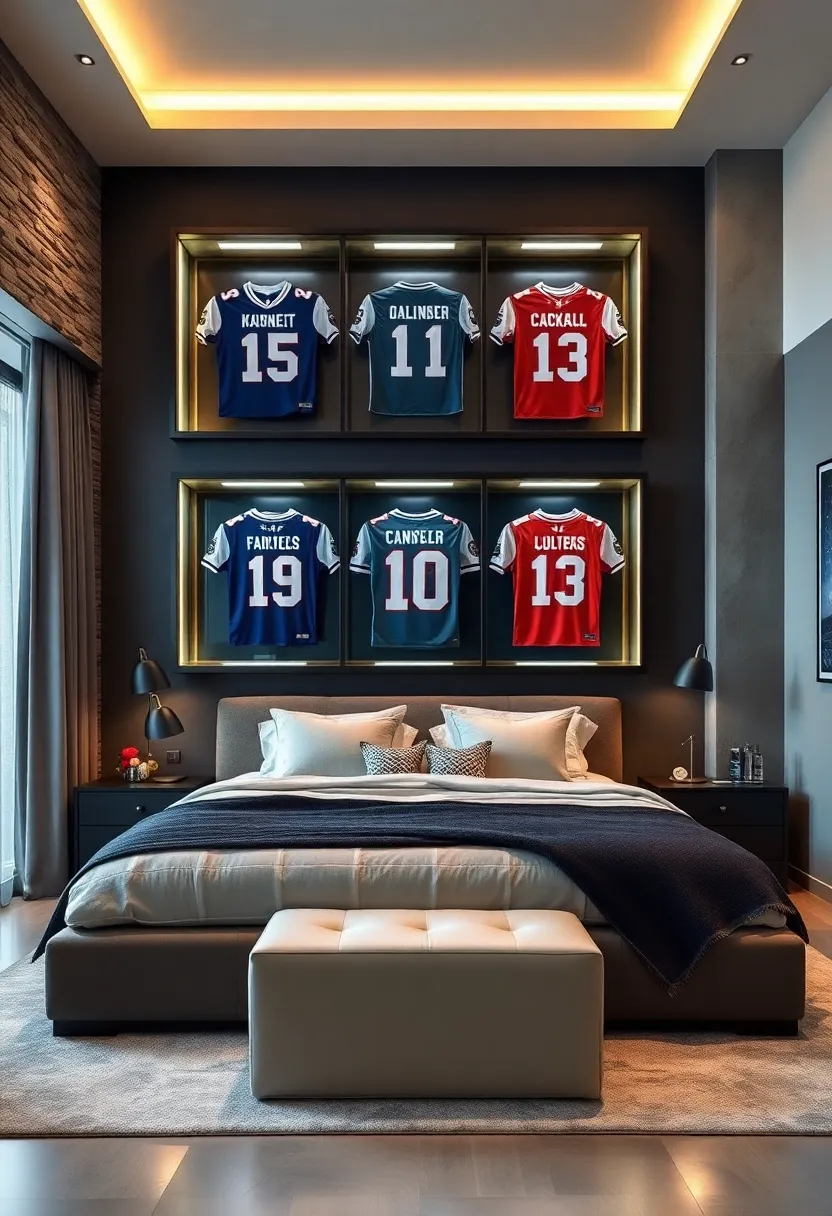 Sports memorabilia Mounted on Custom shadow Boxes with LED Backlighting ‌to Create ⁢a Dramatic ​Effect