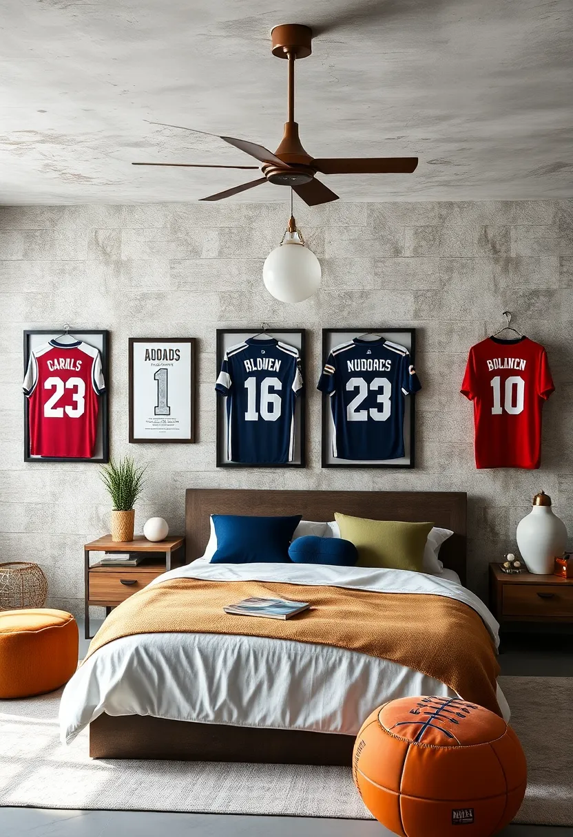 Industrial Metal Fixtures Complementing⁤ the Athletic Theme While adding Texture and Modernity