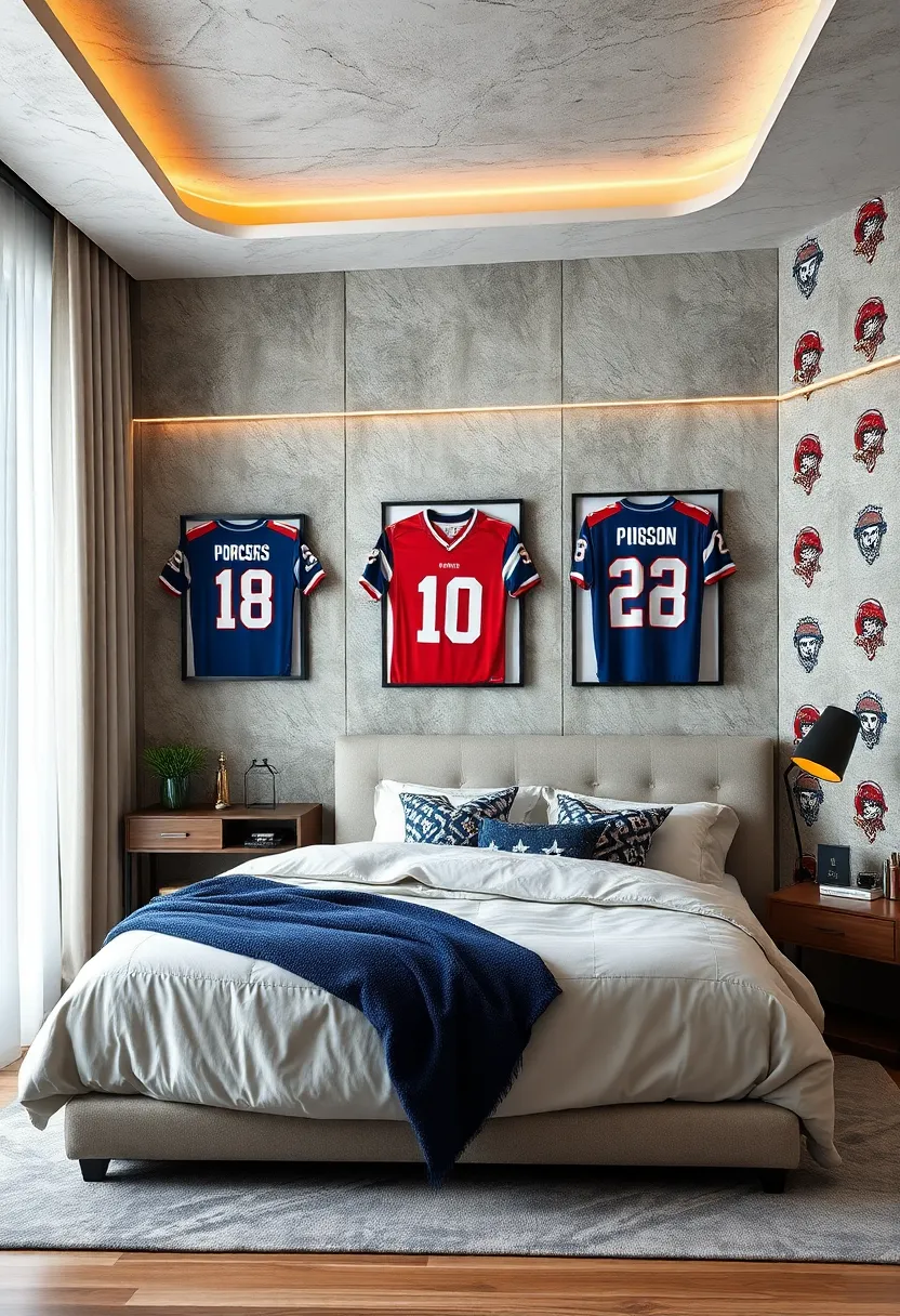 Textured‍ Accent Walls Featuring Team Colors and Mascot Patterns to ‌Elevate the Room’s ⁣Energy