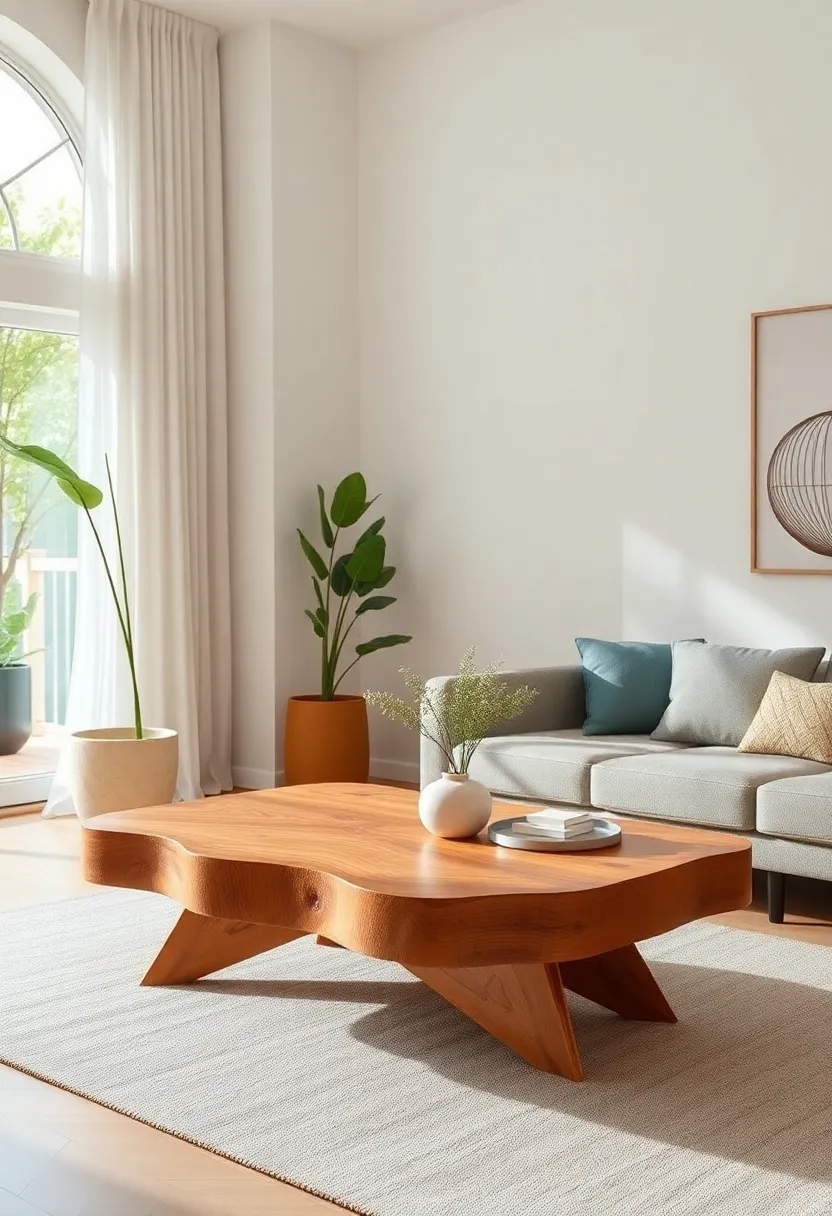 Sustainable Statement Pieces: Invest in a standout coffee table made from reclaimed wood or bamboo that serves as an eye-catching focal point in the room