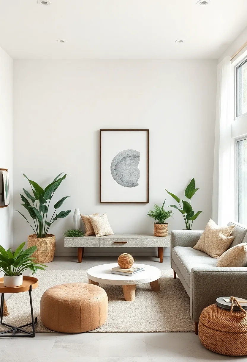 Natural accents: incorporate decor elements made from natural materials like stone, clay, or jute to connect your living room with the outdoors