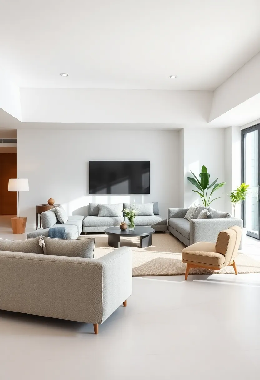 Chic Minimalism: Opt for sleek, modular seating crafted from sustainably sourced materials to create an uncluttered and eco-friendly living room