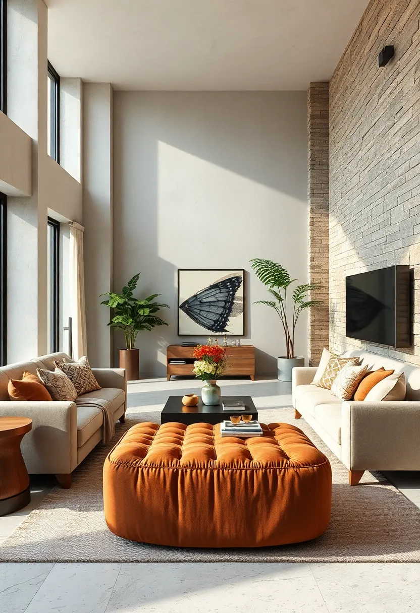 Feature a vegan leather ottoman as a cruelty-free and eco-conscious accent piece