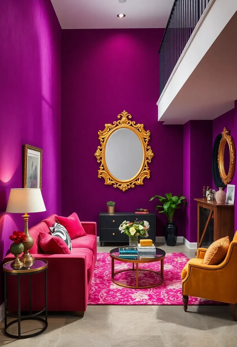 Bohemian inspired Cozy Under Stairs Corner with Rich Patterned Accent Walls and Eclectic Vintage Furnishings