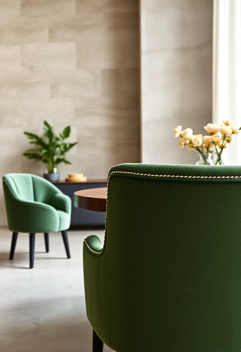 Close-Up of Rich Velvet Textures and Intricate Stitching Detail on sophisticated Dining Seating