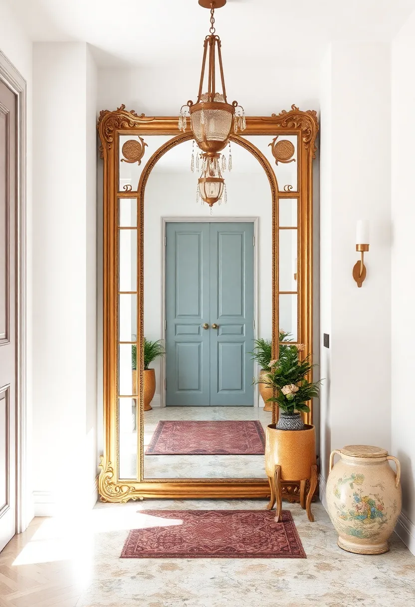 Brightening Spaces with Vintage Entryways Designed Around Mirrored Accents