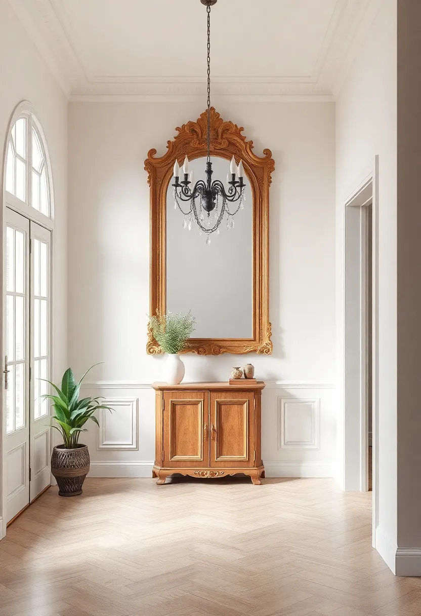 inviting Atmospheres Created by Vintage Entryways with Antique Mirrors