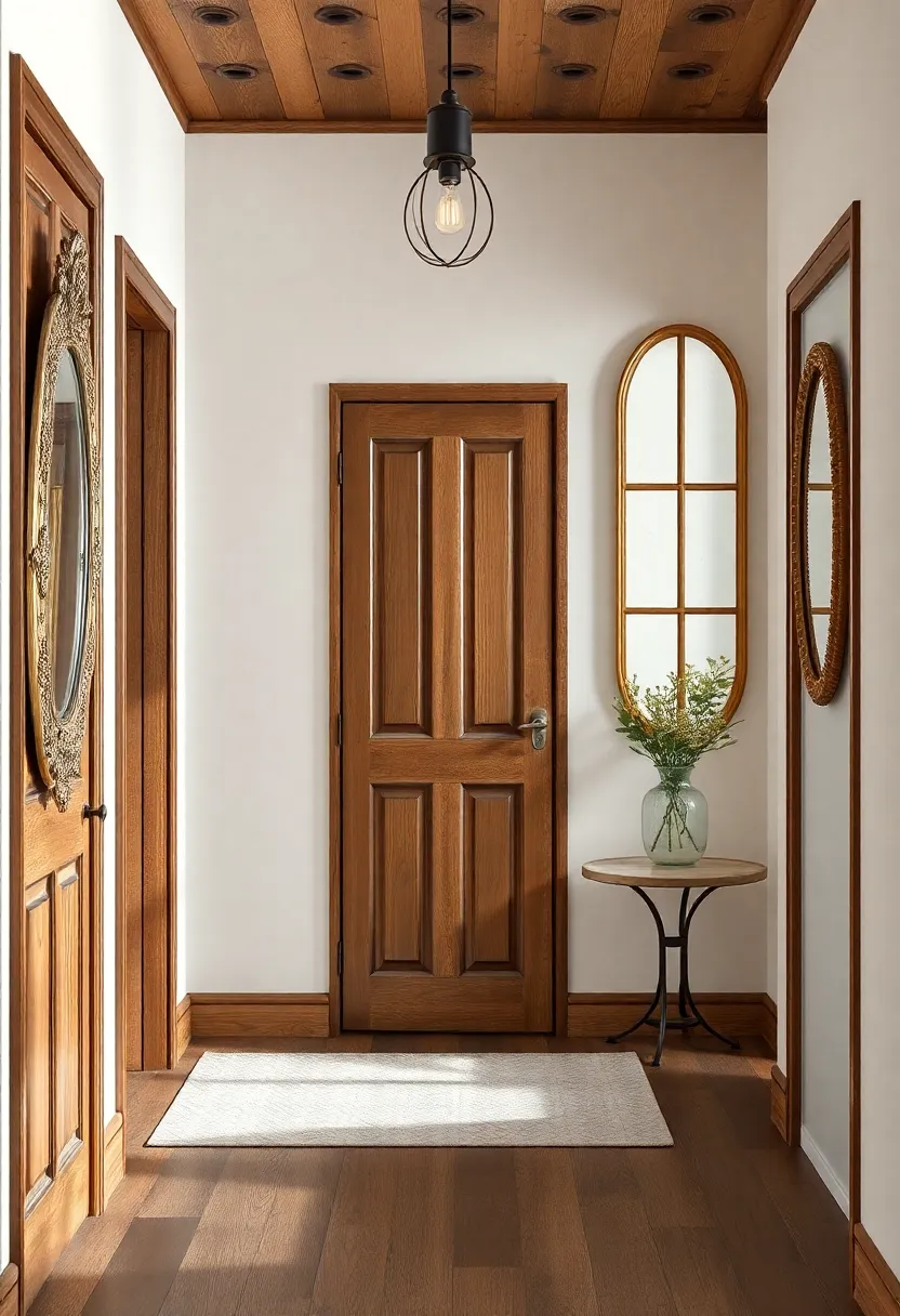 Layering Textures: Wood, Glass, and Fabric in Vintage Entry designs