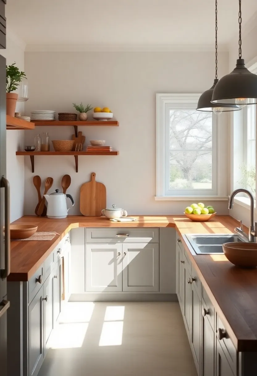 Butcher Block Counters: Warm and inviting, butcher block countertops provide a practical yet charming surface for food prep