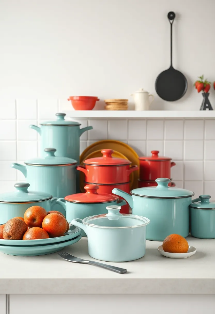 Enamelware: The nostalgic touch of colorful enamelware adds charm while being durable and functional for everyday use