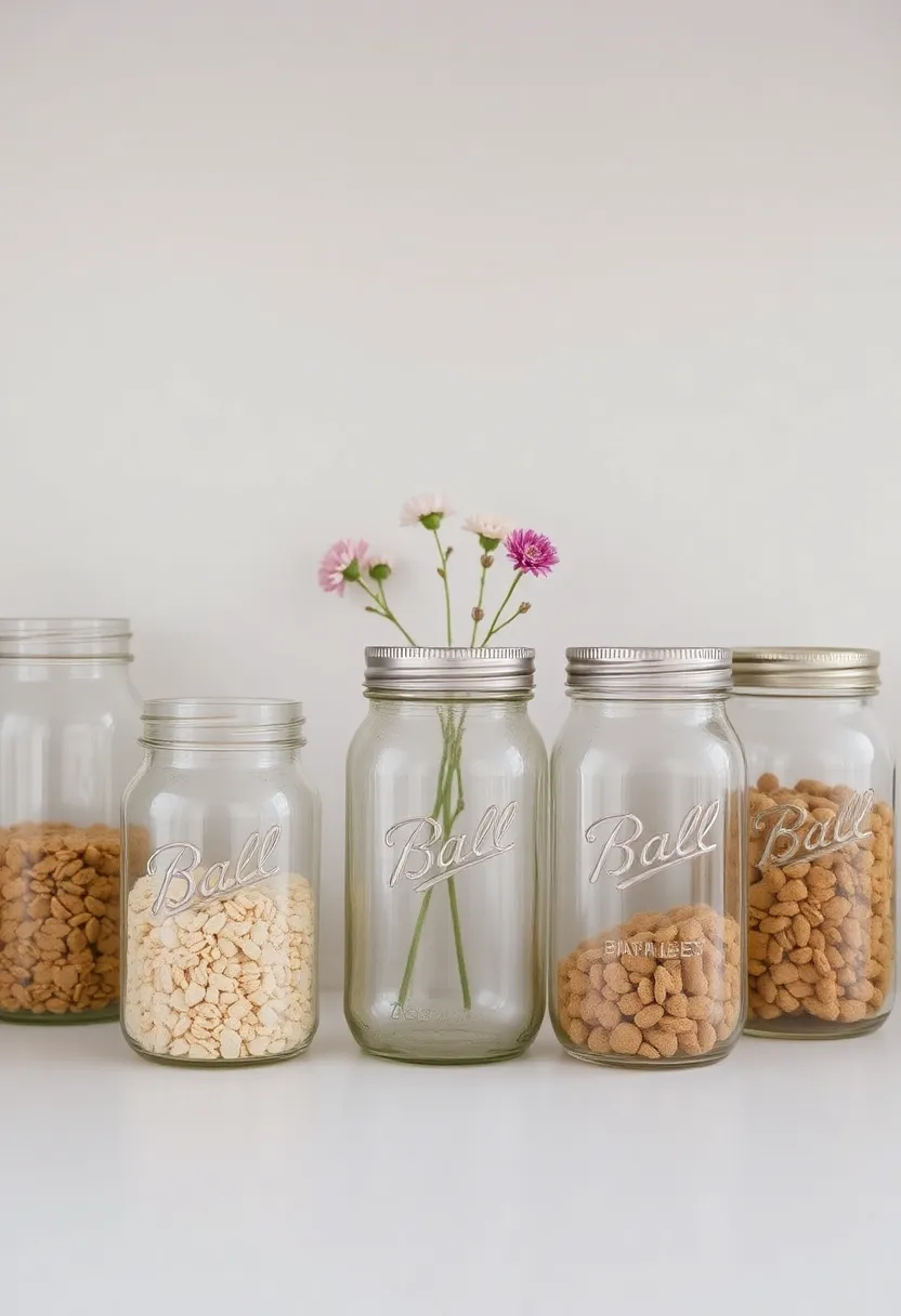Mason Jar Storage: Using mason jars for storage is both practical and stylish, perfect for holding everything from dry goods to flowers