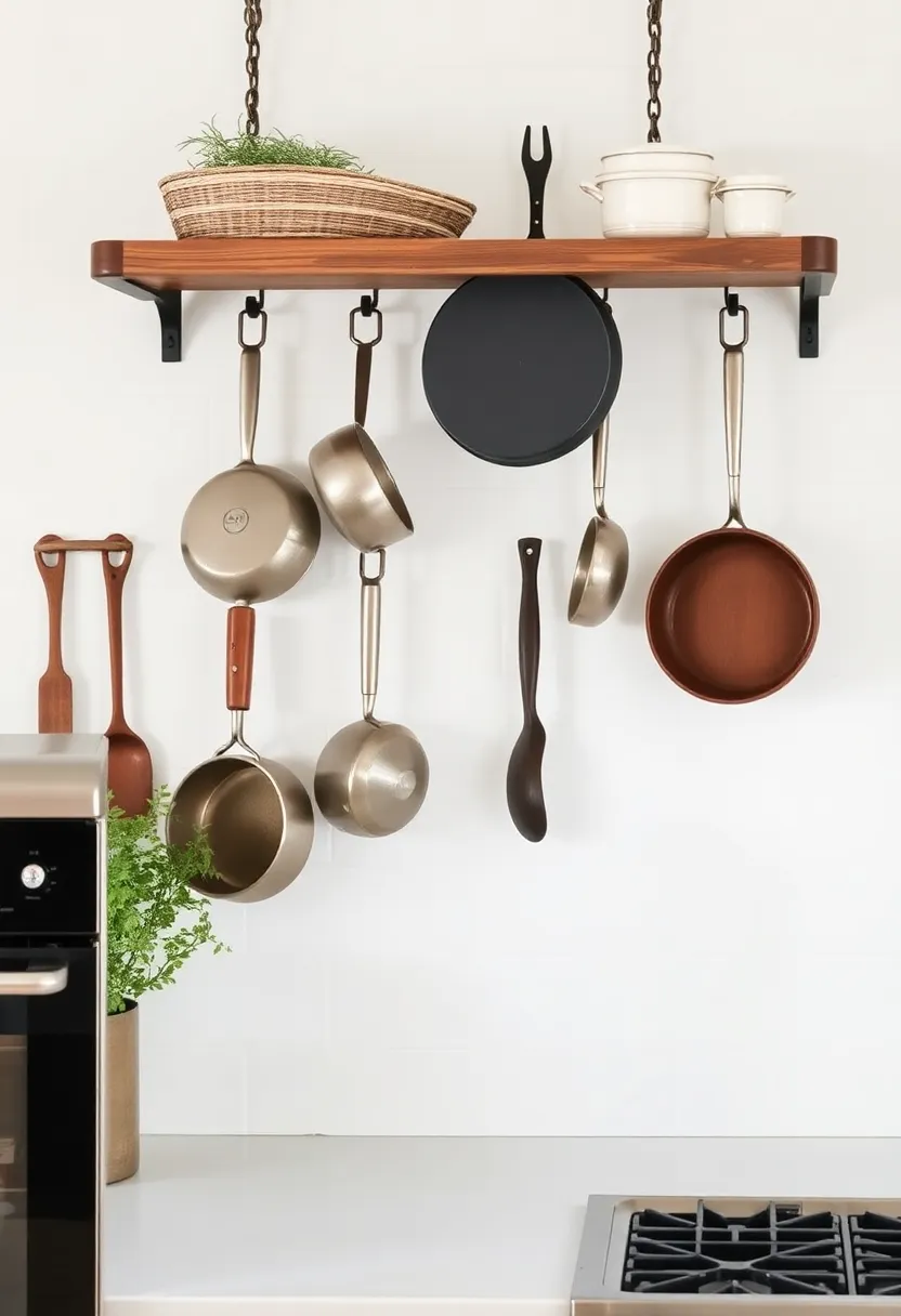 pot racks: Hanging pots and pans not only save space but also celebrate the joy of cooking with easy access to tools