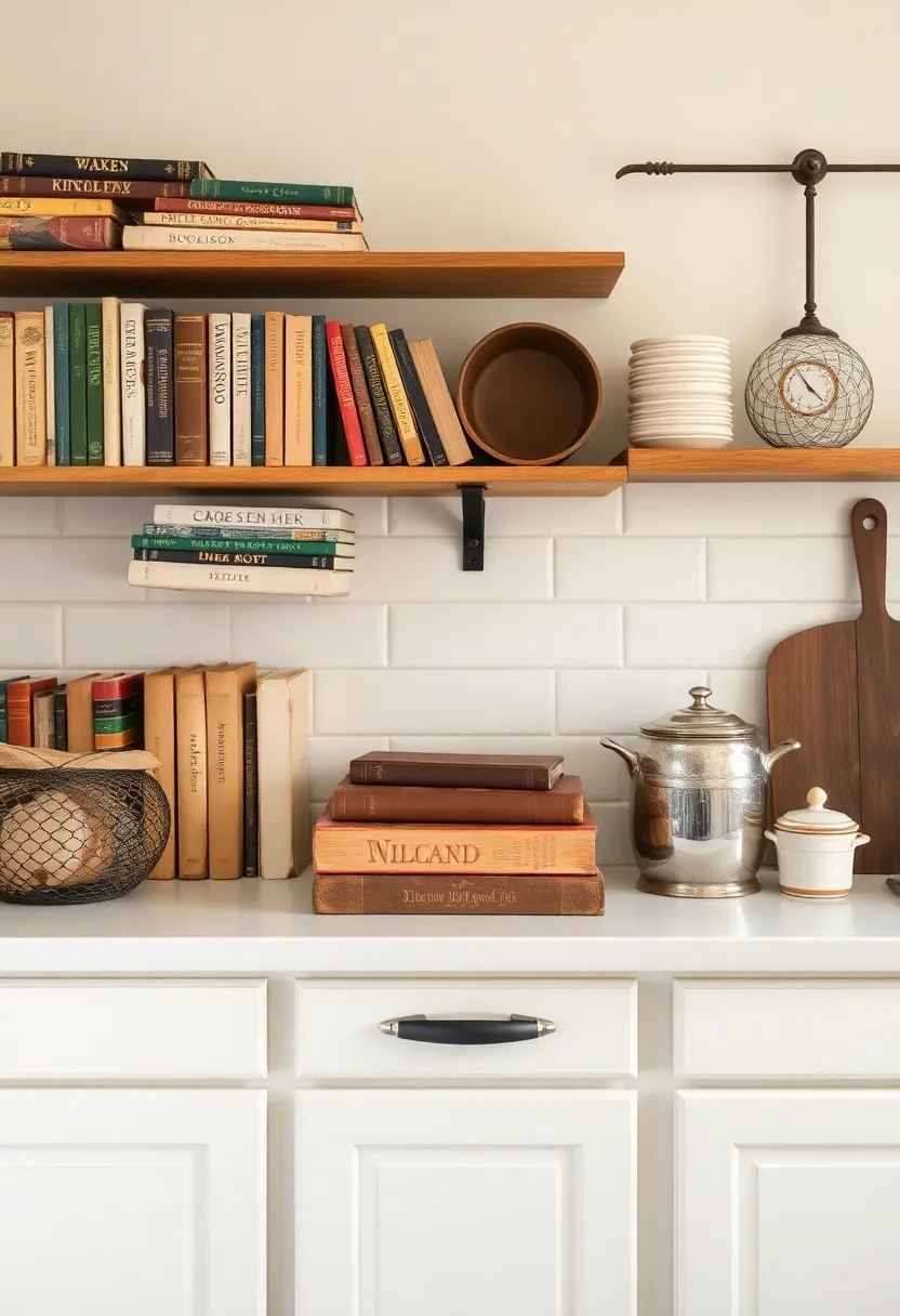 Vintage Cookbooks: A well-loved cookbook collection captures history and inspiration, becoming both a decor element and resource