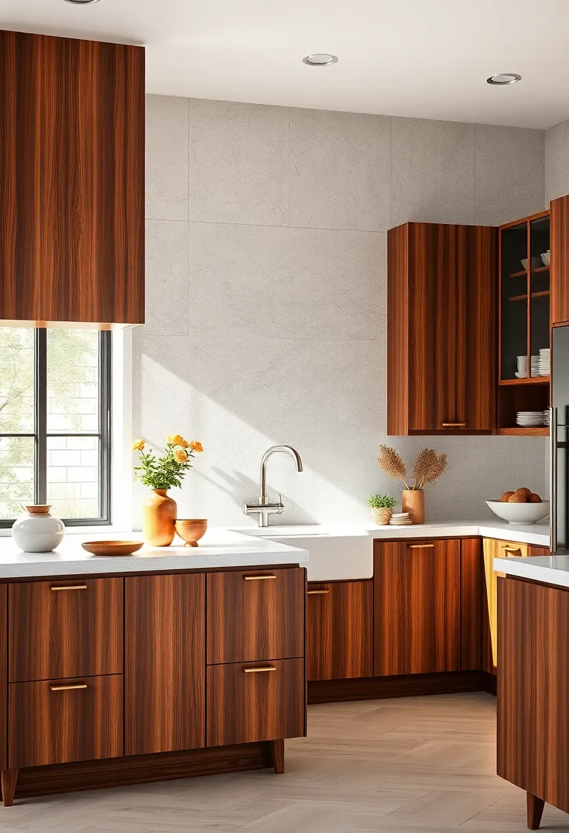 Mid-Century Modern Style Cabinets in Rich Mahogany with Tapered Legs