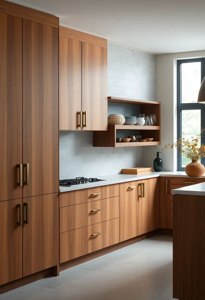Smoked Maple Cabinets with Matte Brass Handles for a Unique, Sophisticated Touch