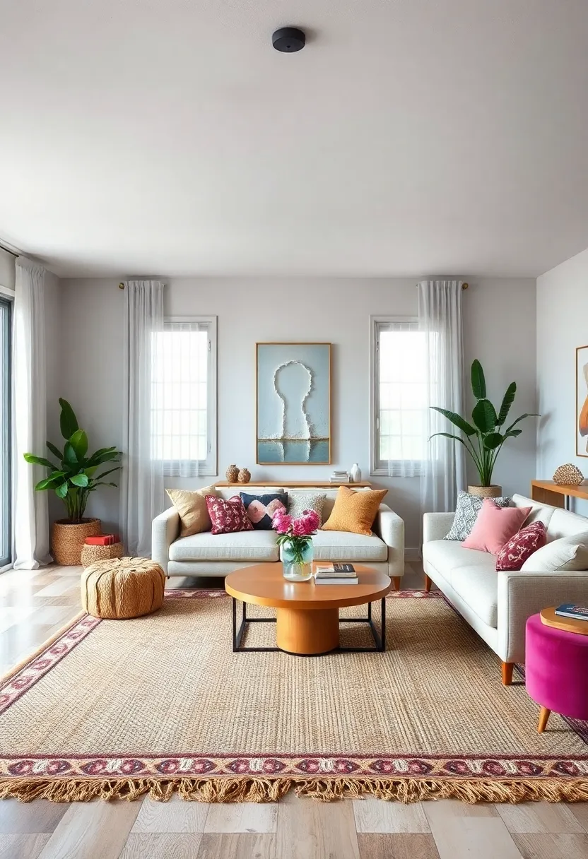 Natural Fiber Rugs: Choose jute or sisal rugs to enhance organic textures underfoot