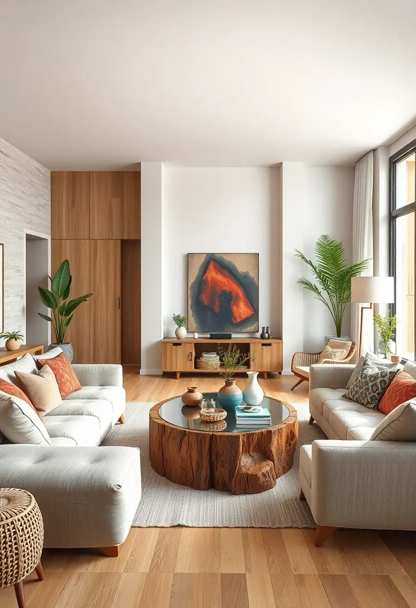 Natural wood Furniture: Incorporate rustic, unfinished wood pieces to ground your space organically