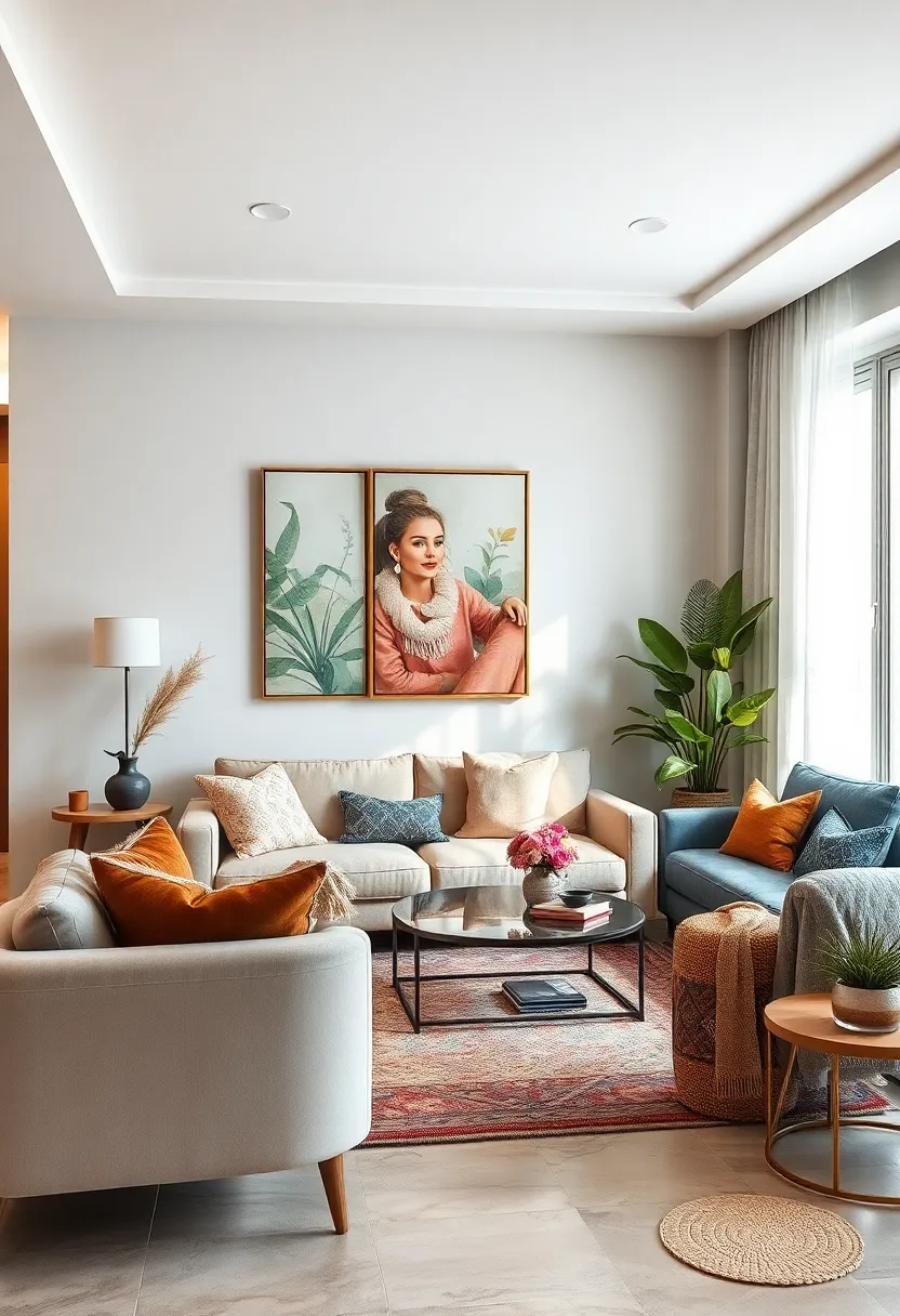 boho Art Prints: Incorporate abstract or nature-inspired artwork to complement your theme